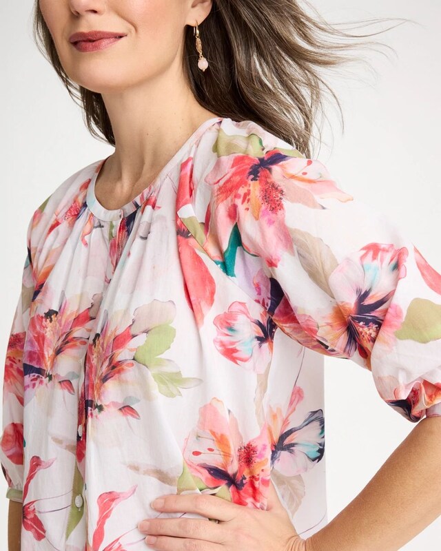 Cotton Voile Croix Collage Blouse - image 4